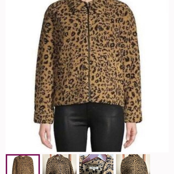 Madewell Leopard Print Bomber Jacket - Black and Tan - Picture 3 of 4
